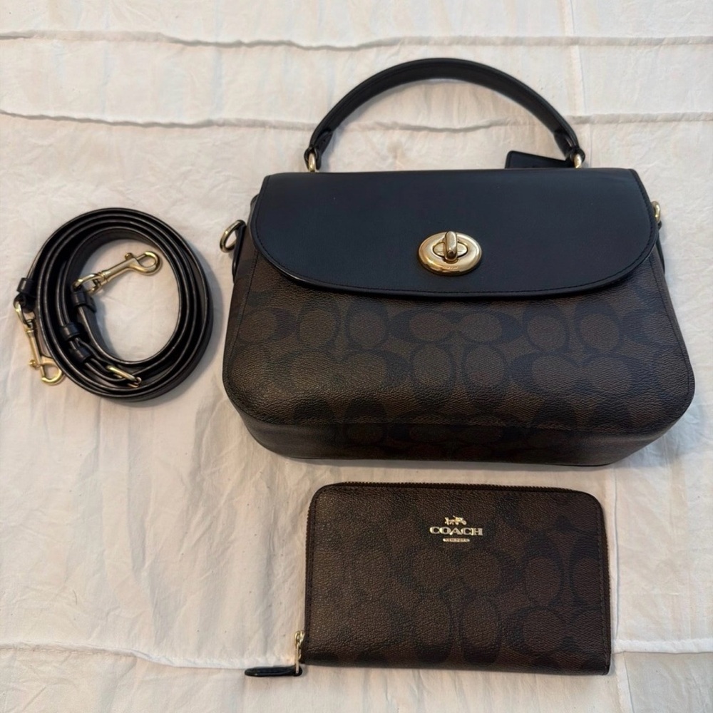 Coach Black and Brown Satchel Set